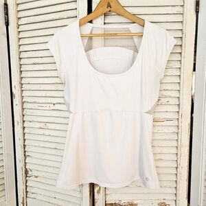 Lululemon Athletica White Logo Top With Mesh Panels S
